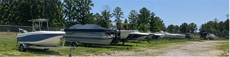 Outdoor boat storage at North Davis Self Storage in Warner Robins, GA